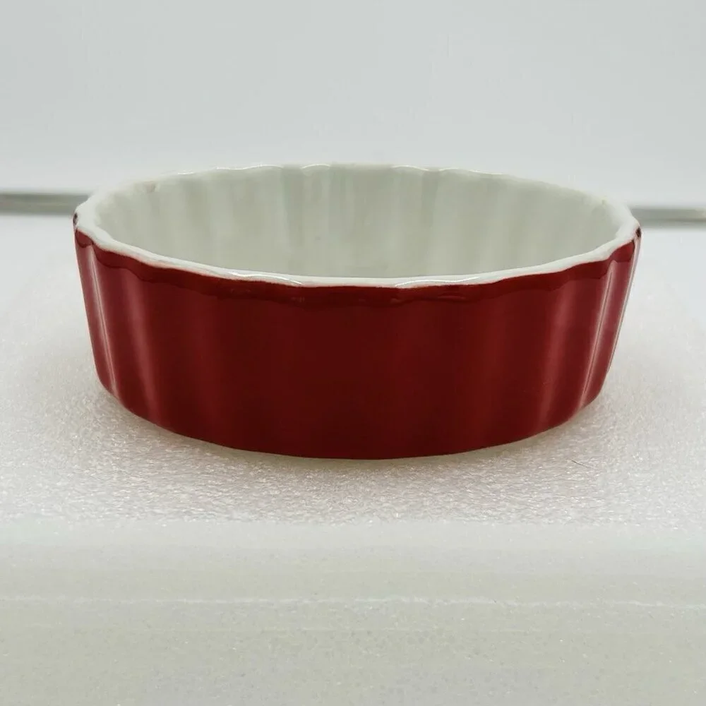 Royal Norfolk Round Baking Dish 4-7/8” Diameter Red and White